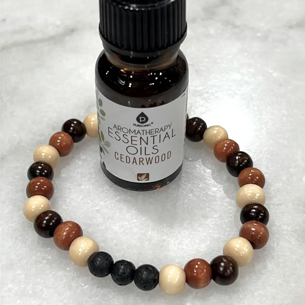 Essential Oil CEDARWOOD and Lava Bead Diffuser Bracelet